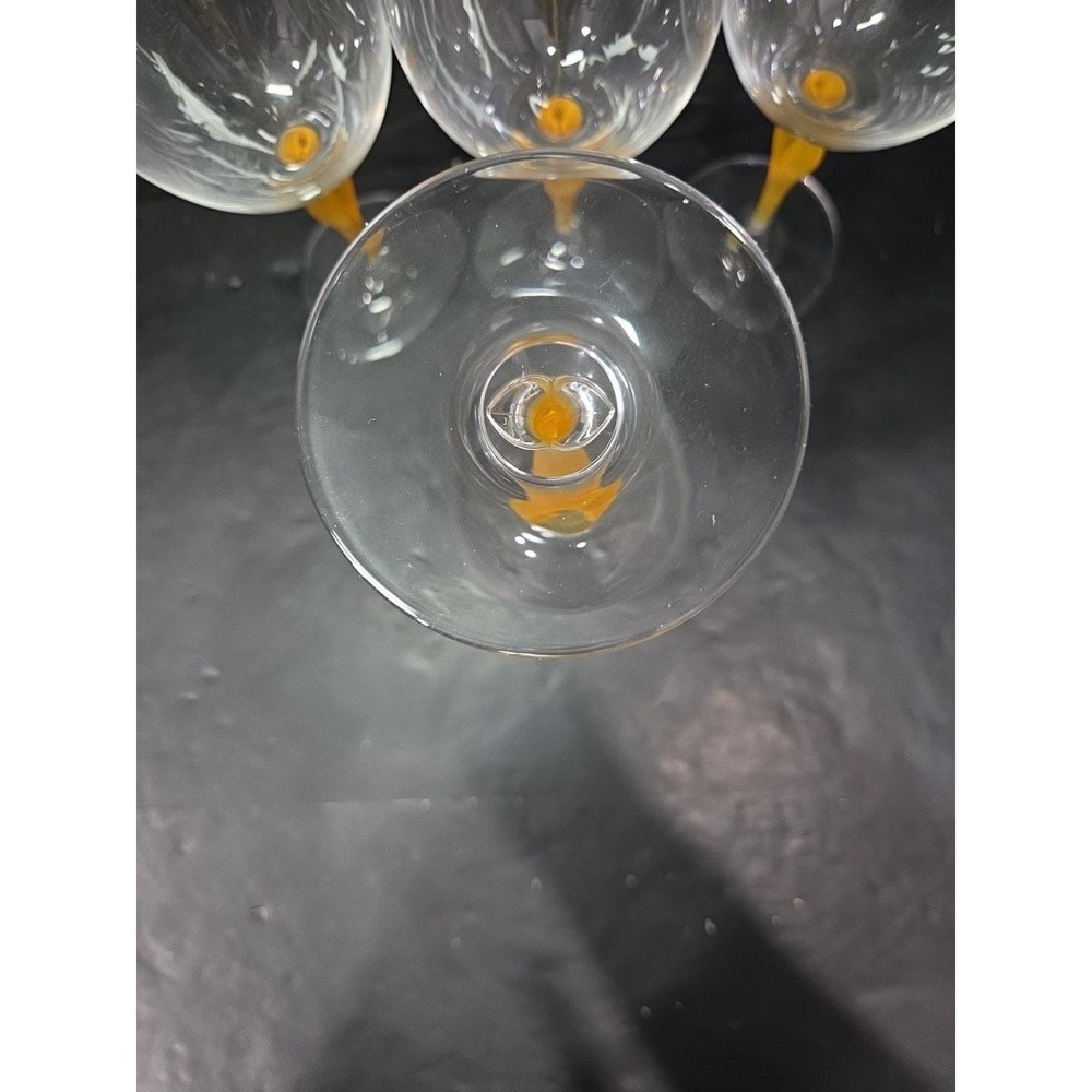 Mikasa Crystal‎ Tuscan Wine Glasses, Yellow Stem, Set of 4, Art Deco Drinkware - Picture 7 of 9